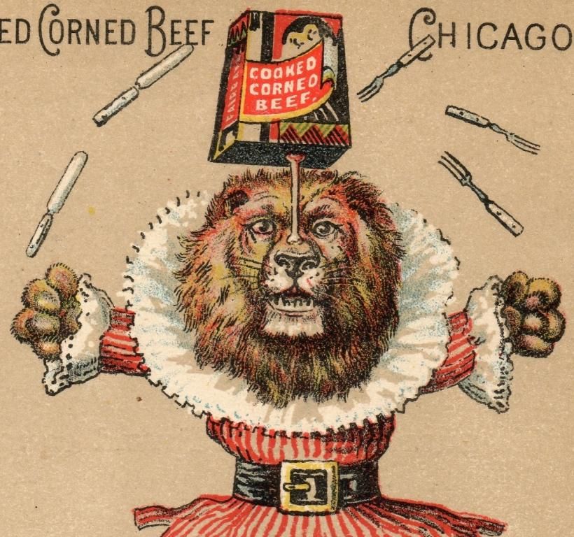  Lion Knife Juggler Fairbank Canning Beef Meat Advertising Card