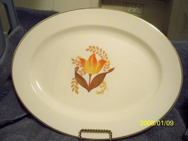 Harker Bakerite Autumn Leaf Platter 13 7 8 x 10 5 8