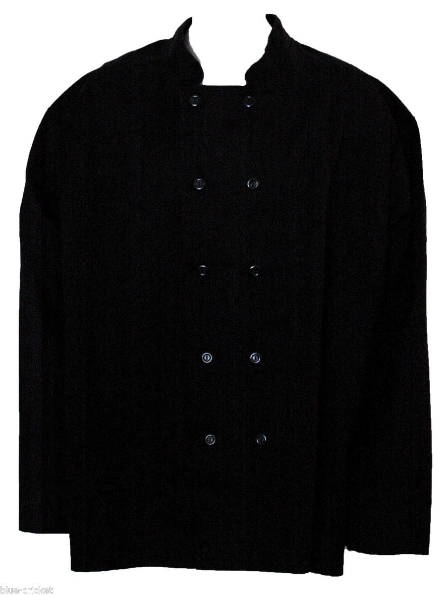 Chefs Coat Jacket Sz 4XL Unisex Uniforms USA Black Double Breasted