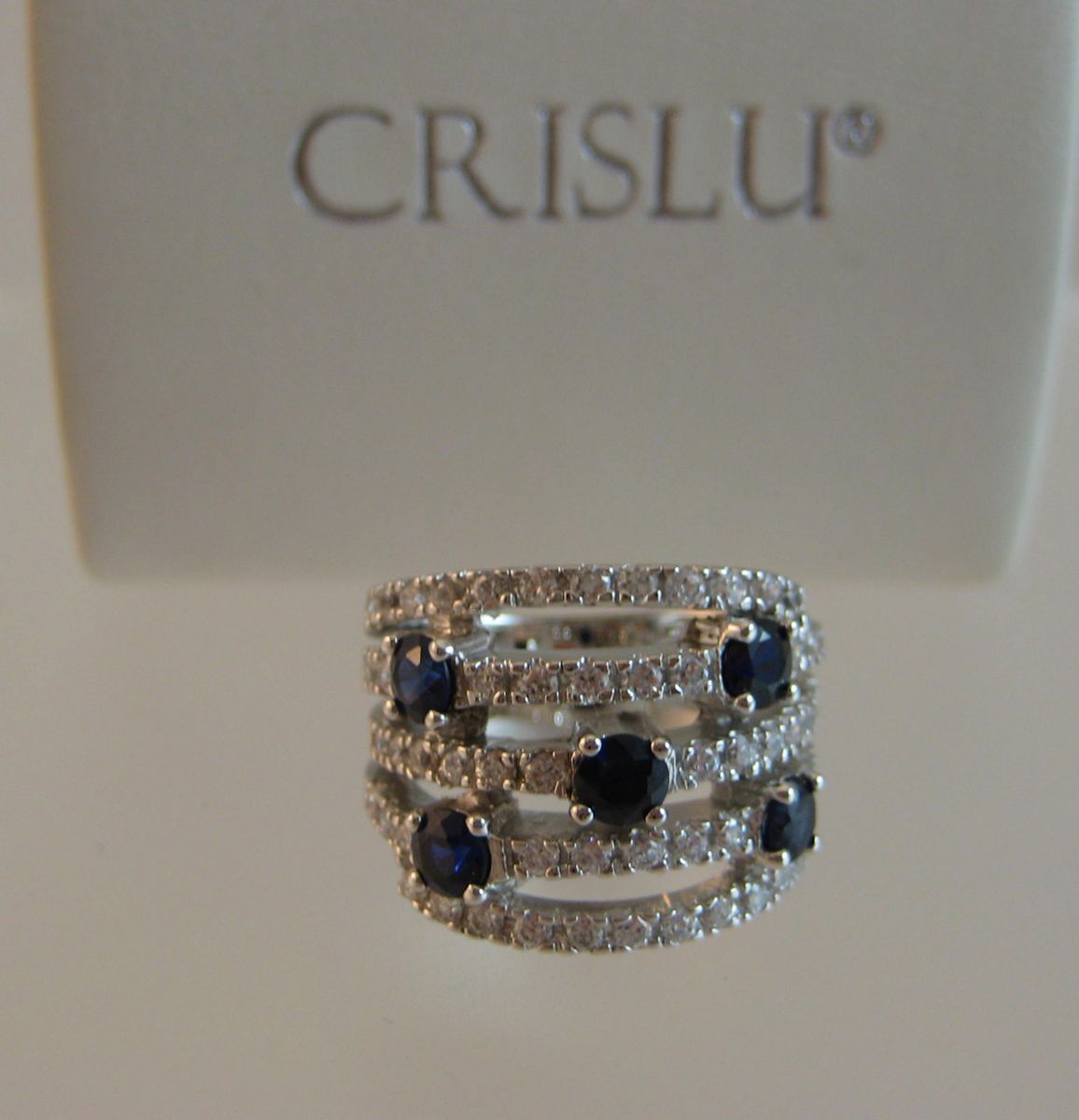 Crislu Ring CZ Sapphires Platinum New $318 Retail Size 7 5 VHTF 906401