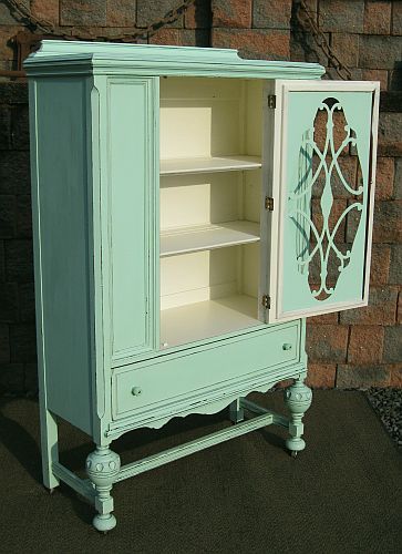 Shabby Aqua Chic Vintage China Closet Cupboard Bathroom Kitchen