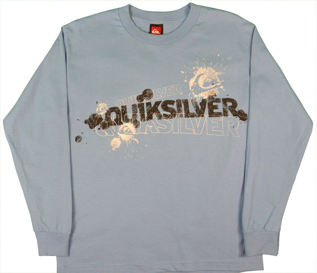  Quiksilver Boys Size 8 16 Logo Shirt Sky Blue