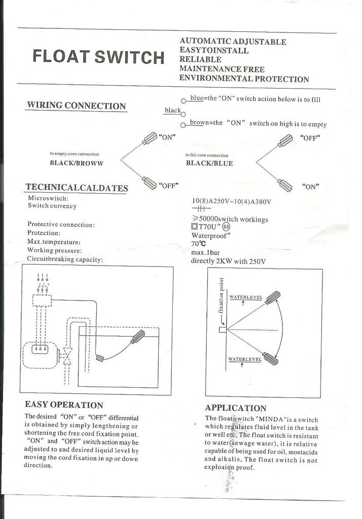 Float Switch Liquid Fluid Water Level Controller Sensor 2M