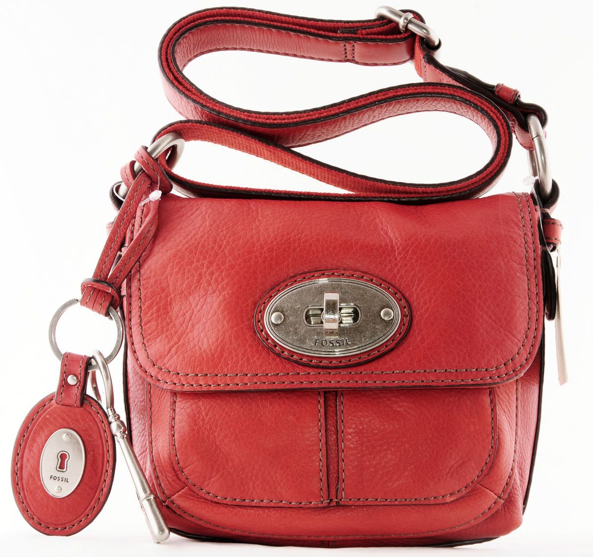   MADDOX LEATHER TWIST LOCK SMALL FLAP CROSSBODY MESSENGER BAG SCARLET