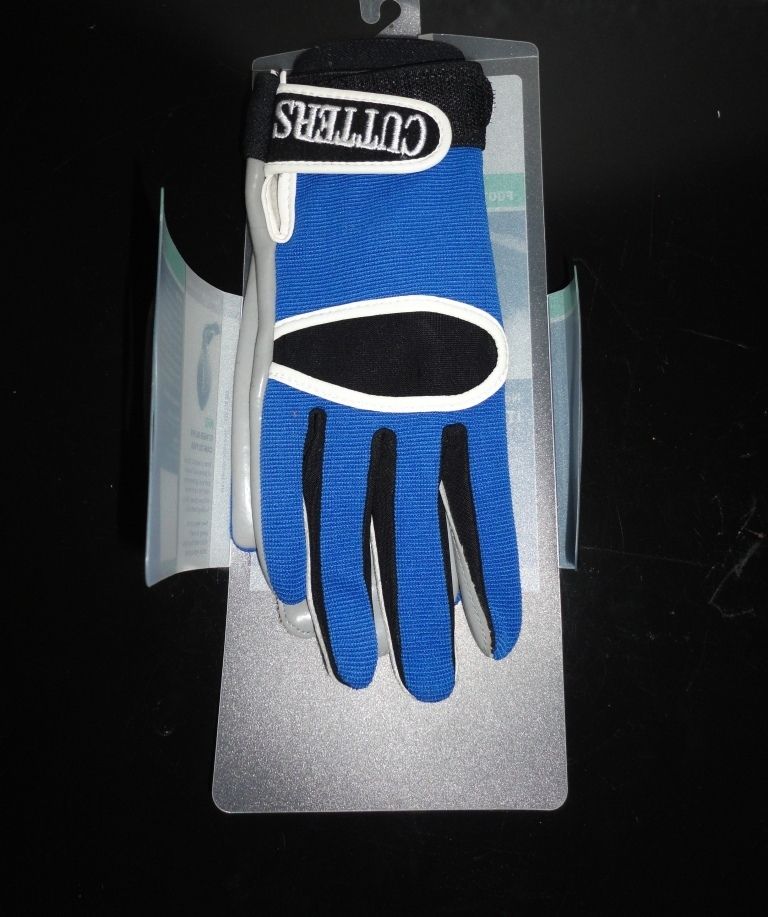 CUTTER FOOTBALL ORIGINAL RECEIVER GLOVES YOUTH SZ L BLUE GREY