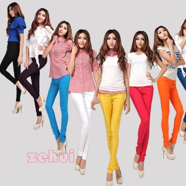 Hot Girls Slim Stretchy Footless High Waist Leggings Candy Color