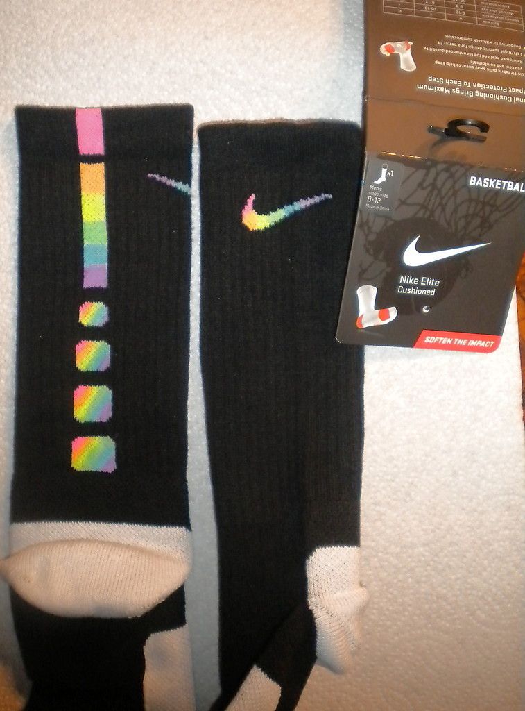 Nike Elite Basketball Socks Rainbow Custom Large 8 12