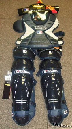 Wilson MLB Pro Stock Hinge FX Baseball Catchers Gear Set New Navy 4