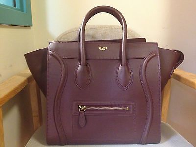 100% Calfskin Celine Mini Boston Tote   Oxblood/Wine/B​urgundy Purse