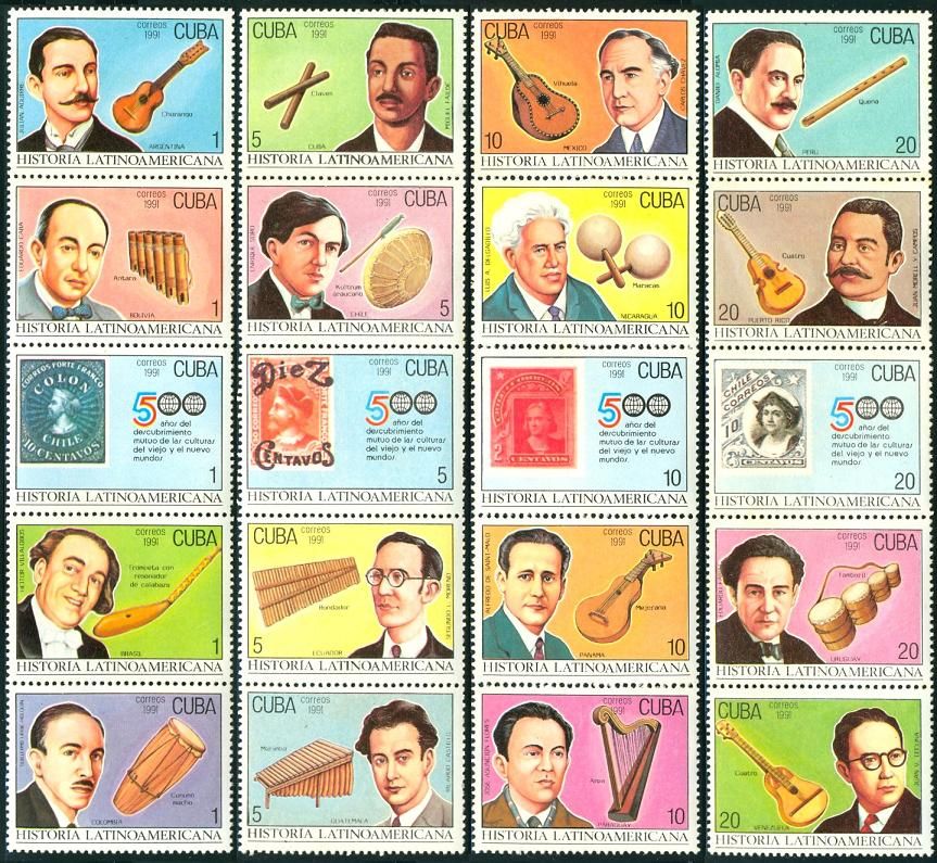 Cuba Stamps Latin American Musicians 1991 SC3356 75 New