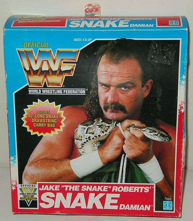 RARE Vintage WWF Jake The Snake Damian Snake Figure