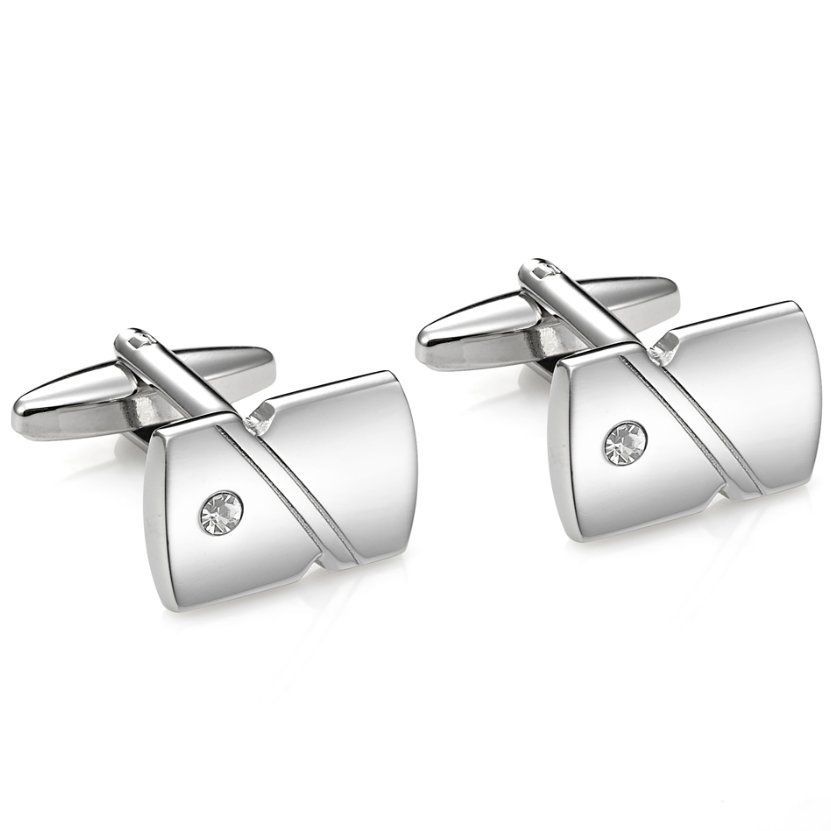 Elegant Mens Cufflinks Stainless Steel CZ Lining Cuff Links in A Nice