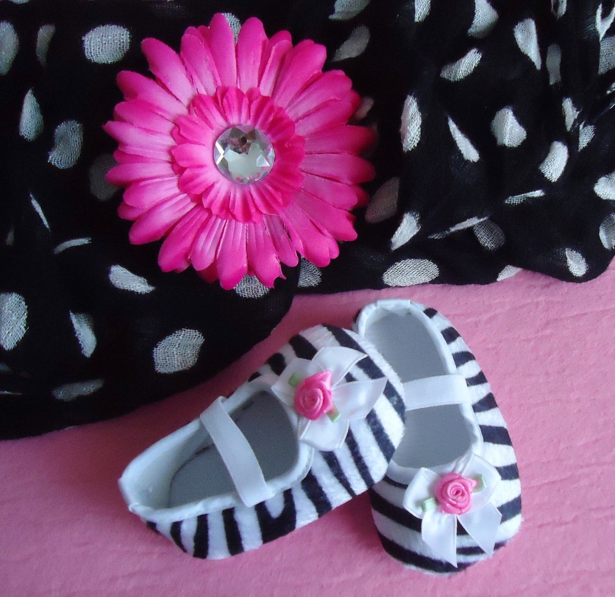 Baby Girls Ballerina slippers Crib Shoes Zebra Print 6 9 months