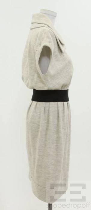 YIGAL AZROUEL Heather Beige Wool Sleeveless Dress Size 4