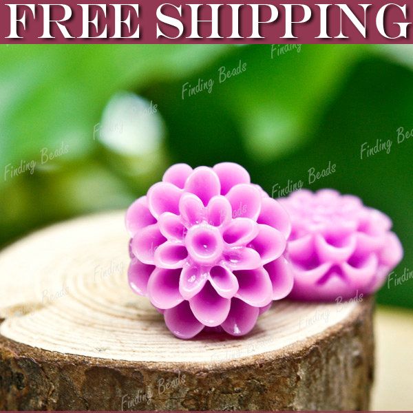 Purple Resin Dahlia Flower Cabochon Flatback Wholesale