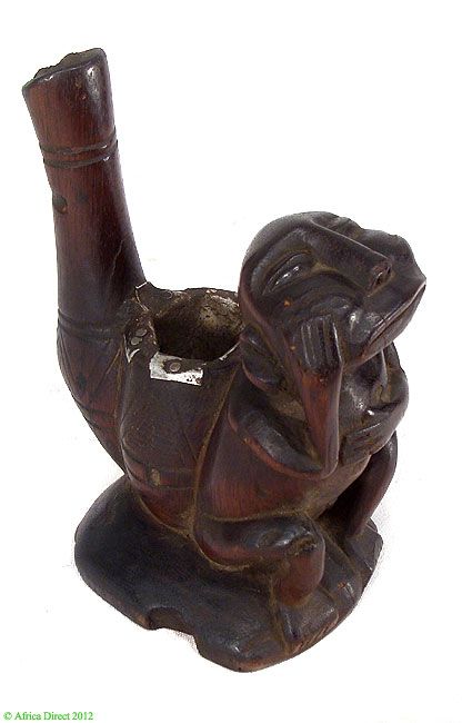 Makonde Anthropomorphic Pipe Wood, Tanzania Mozambique Africa