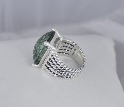 David Yurman 20x15mm Prasiolite Wheaton SS Ring