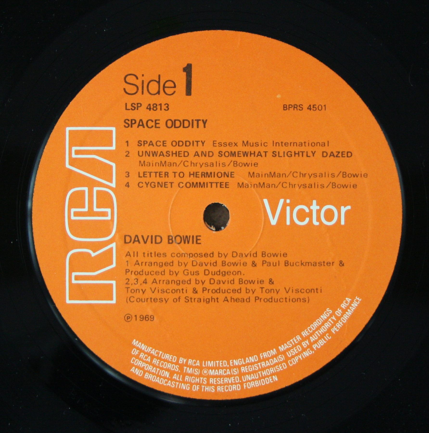 DAVID BOWIE Space Oddity LSP 4813 RCA Orange label 1969 NM/EX