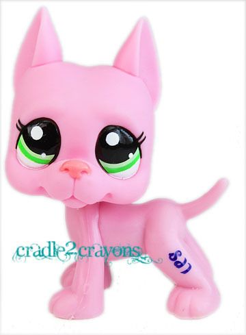 Littlest Pet Shop ♥ LPS ♥ Solid Pink Great Dane Dog RARE Variant