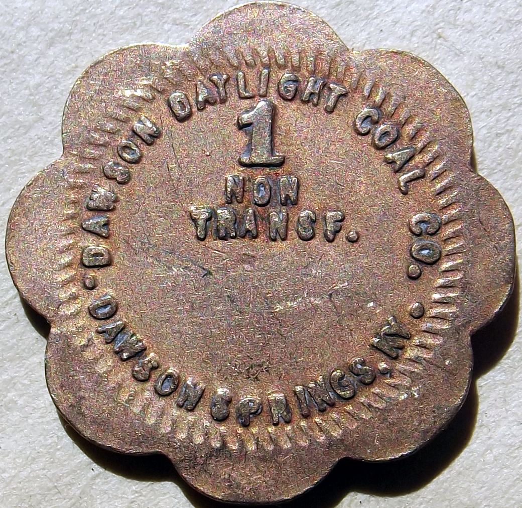 Dawson Daylight Coal Co Scalloped 1¢ Token Mining Mine Scrip Kentucky