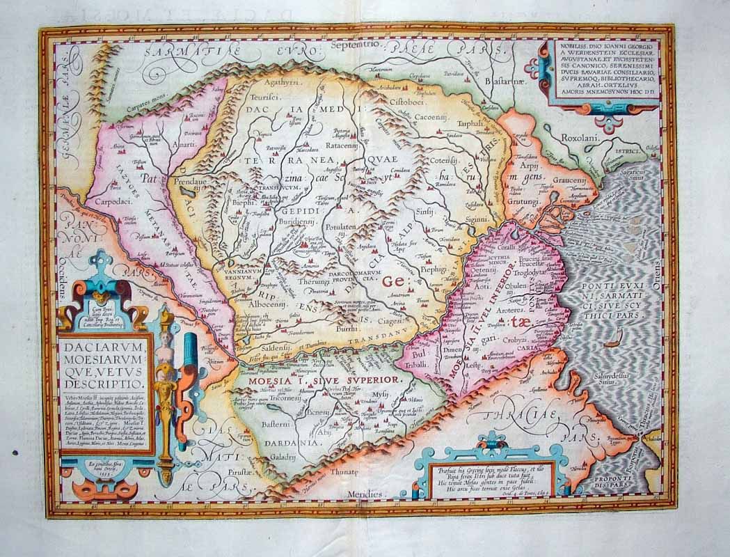 1624 Ortelius Roman Era Lower Danube Bulgaria Romania