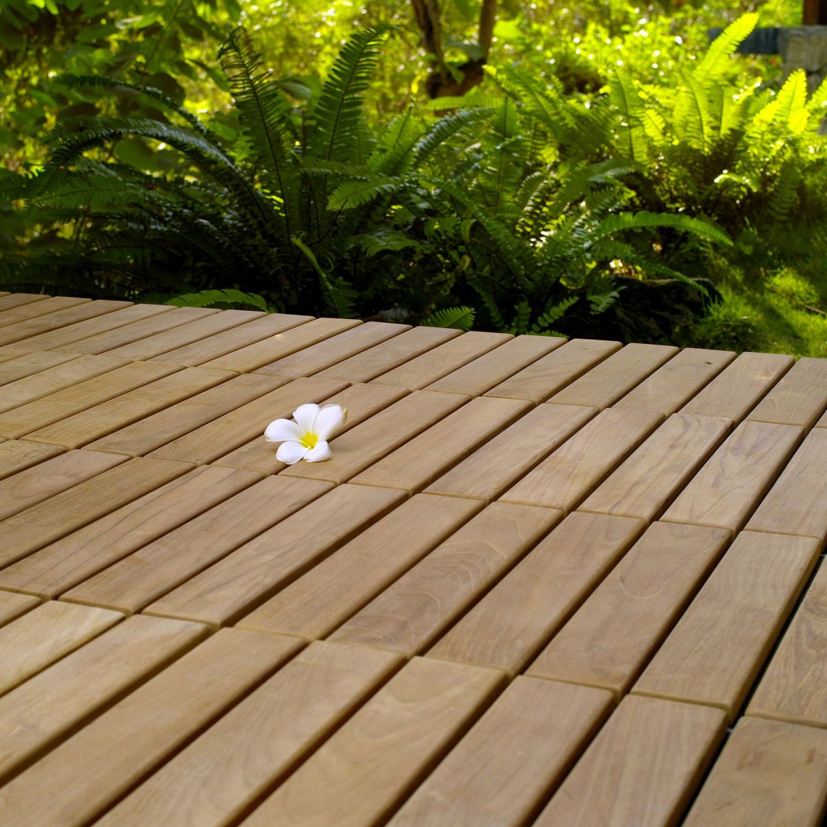 Le click Teak Interlocking Deck Tiles, Set of 10 Floortiles to cover