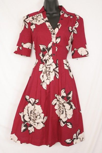 Sz 2 Anthropologie Maeve Dagmar Red Rose Floral Dress