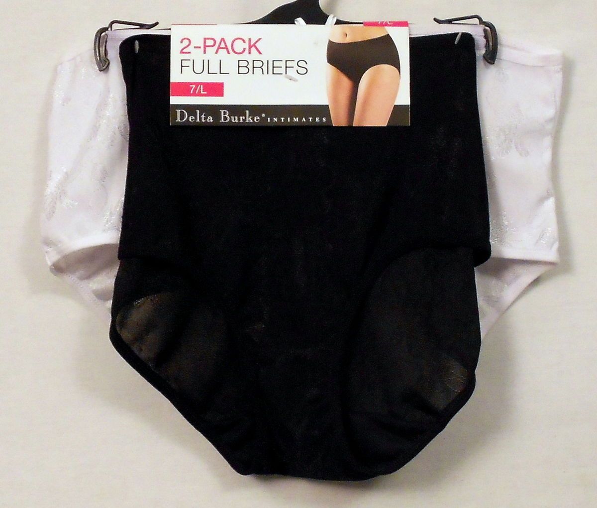 Delta Burke Microfiber Full Briefs Panties Womens Size 7 L Black White