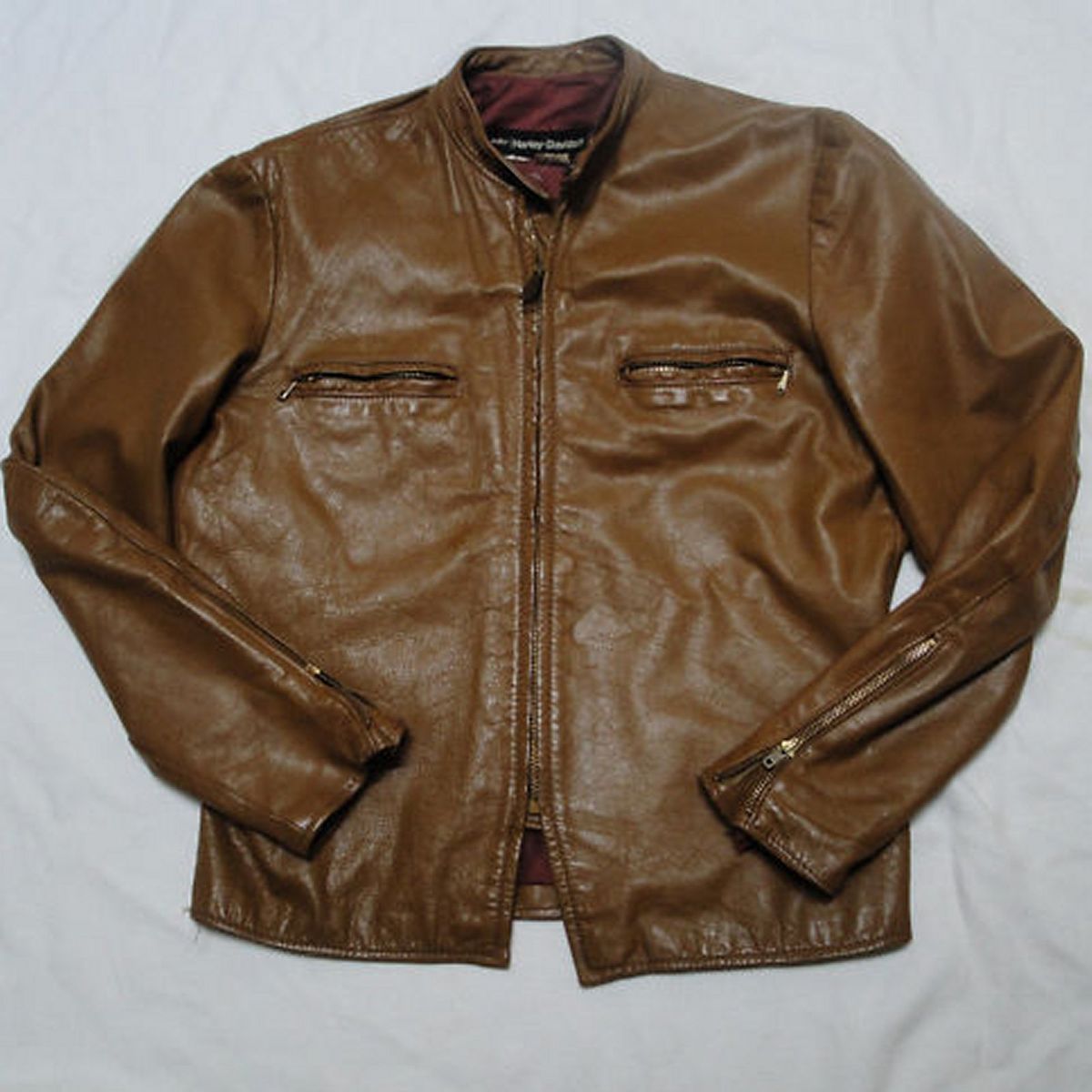 MENS HARLEY DAVISON BROWN MOTORCYCLE JACKET 42R