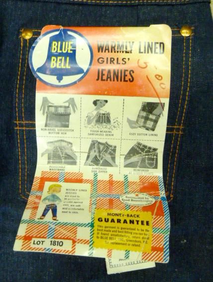 Vtg 40s 50s WW 2 Era Blue Bell Lined Denim Jeanies Jeans Pants New Old