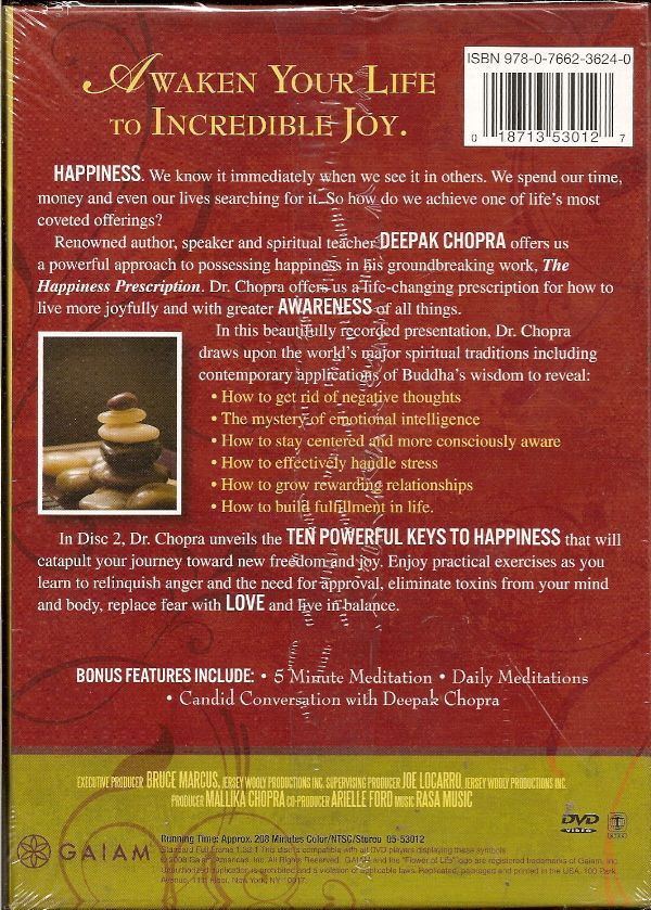 Deepak Chopra Happiness Prescription A Joyful Life DVD 018713530127