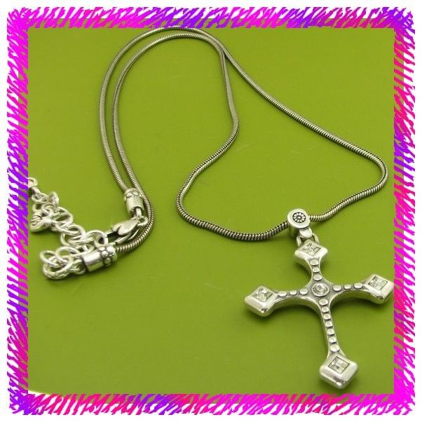 Brighton Silver Dharma Cross Long Necklace NWotag