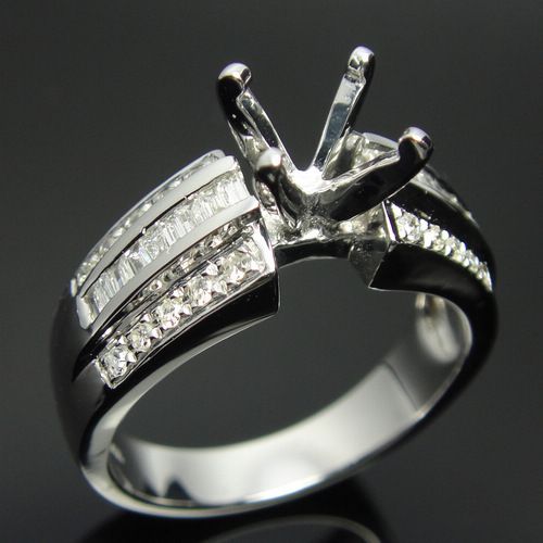 14k WHITE GOLD DIAMOND SEMI MOUNT ENGAGEMENT WEDDING RINGS SETTING