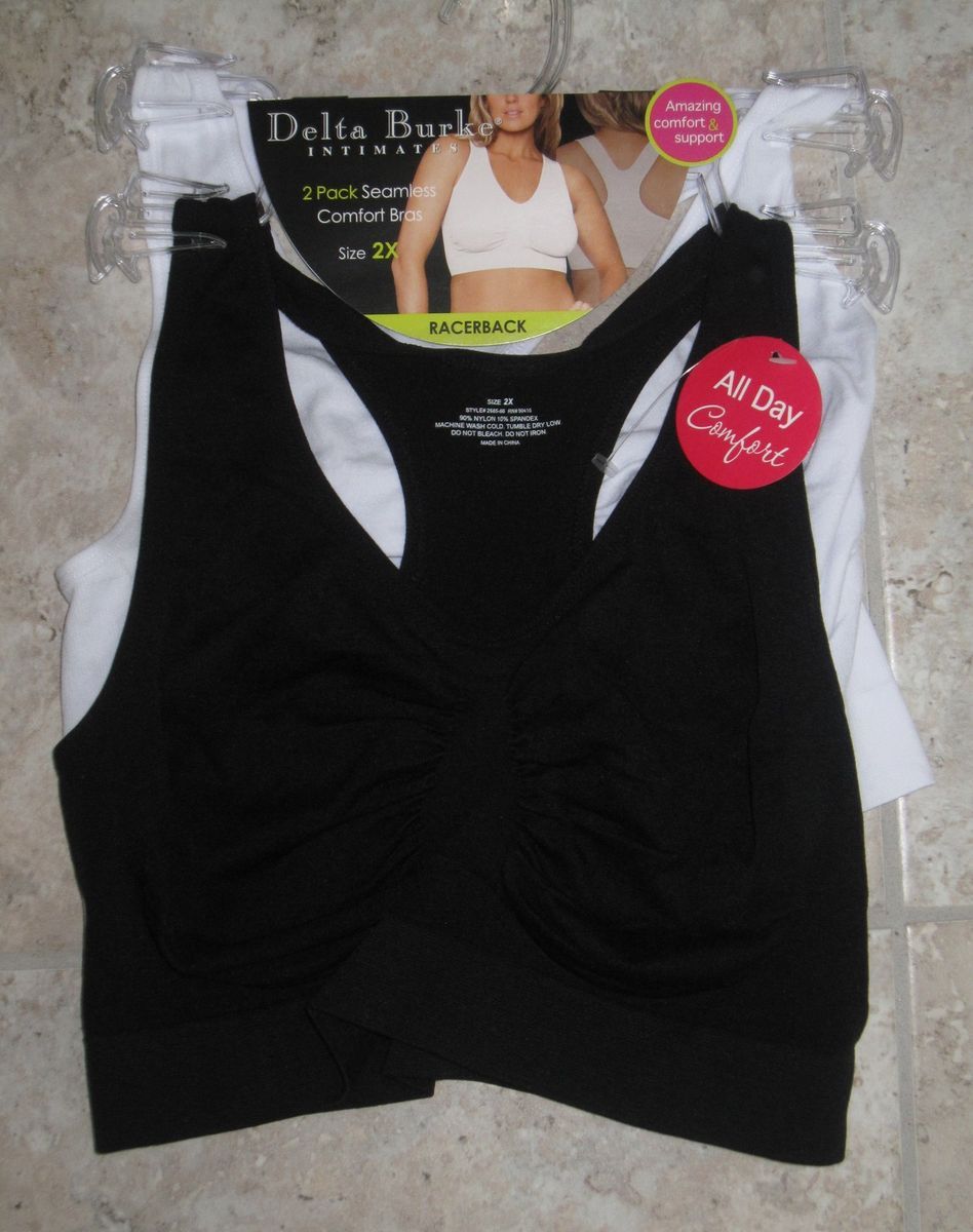 DELTA BURKE SPORTS BRA PLUS SIZE 3X 2 PACK SEAMLESS LIGHTWEIGHT RACER