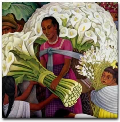 Diego Rivera Mexican Art Ceramic Tile Cala Lily Vendor Alcatraces