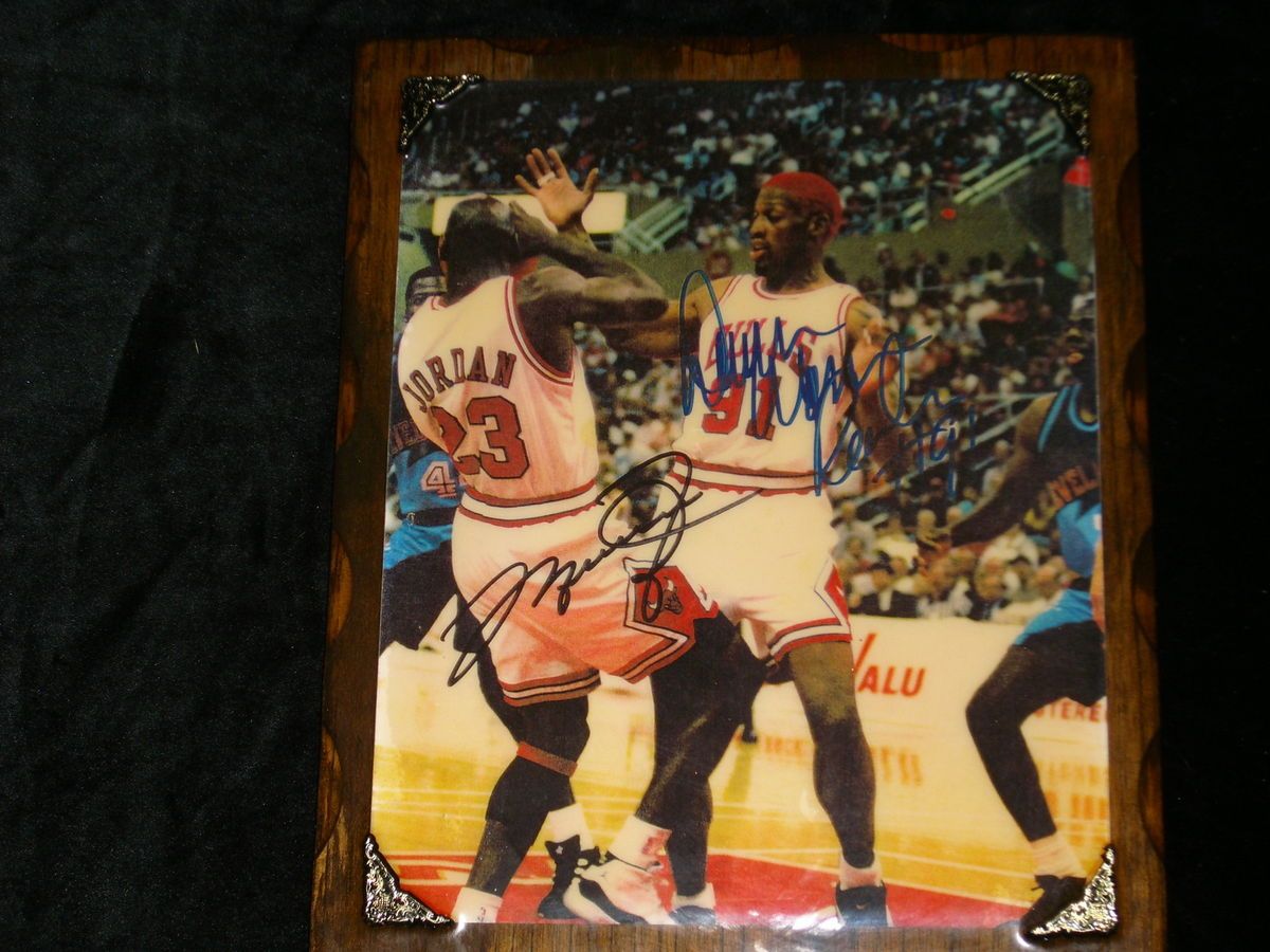 Dennis Rodman Michael Jordan Chicago Bulls Custom Made 9 x 11 Wood