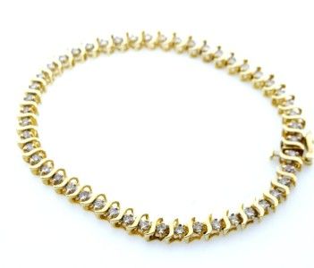 10k yellow gold 2ct diamond s link tennis bracelet 7 26421