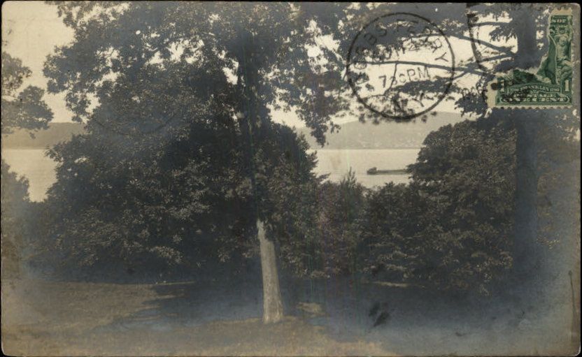 Dobbs Ferry NY Cancel Hudson River View c1910 Real Photo Postcard