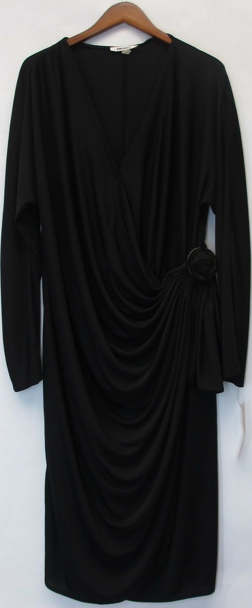 DKNYC Donna Karan Plus Sz 2X Knee Length Dolman Sleeve Wrap Dress