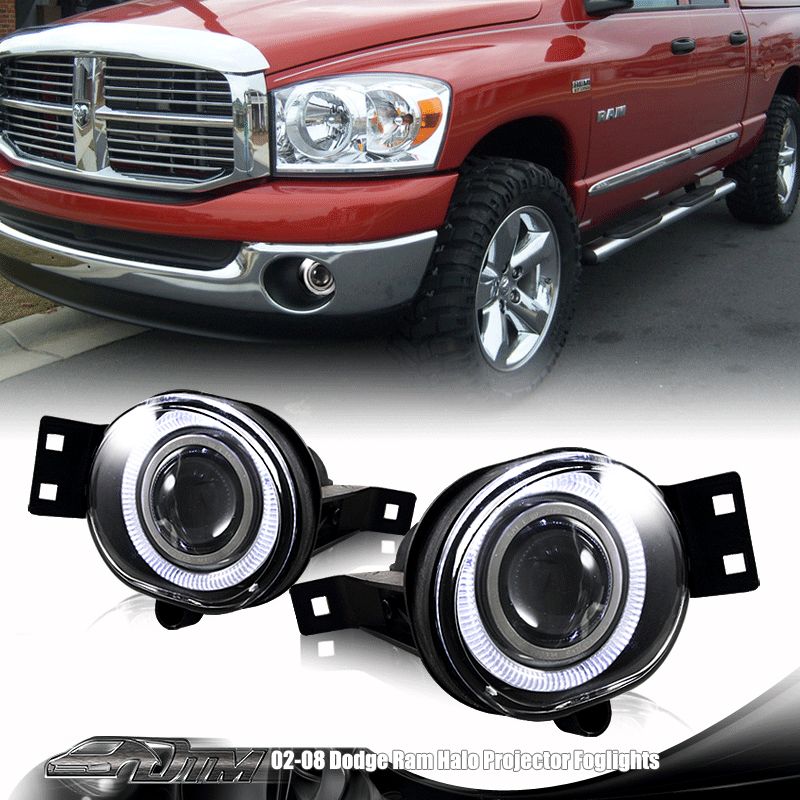 02 08 Dodge RAM 1500 2500 3500 White Halo Projector Fog Lights Lamp