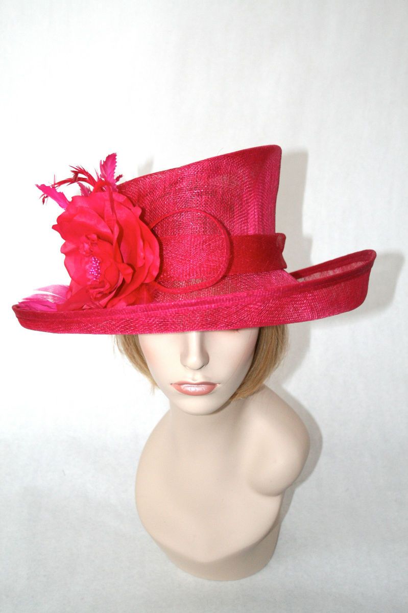  Hat Kentucky Derby Hat Fuchsia Hot Pink Sinamay Dress Hat