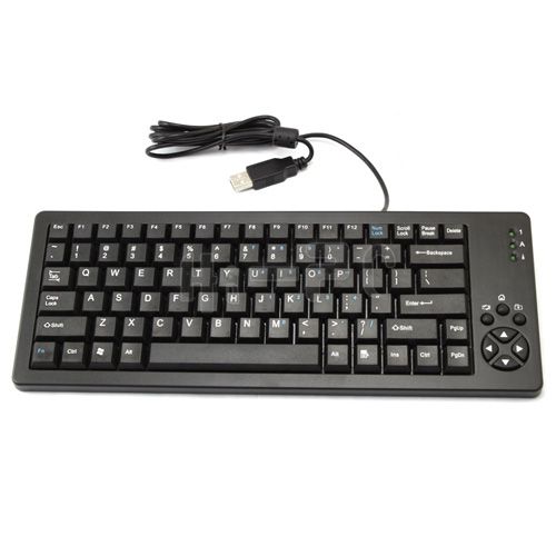 USB 81 Key 7 Hotkey Mini Thin Computer Keyboard Black