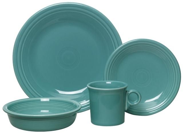 fiesta 4 piece dinnerware place setting turquoise