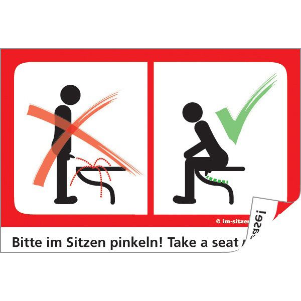 Sit Down to Pee 2X Toilet Stickers Take A Seat Please