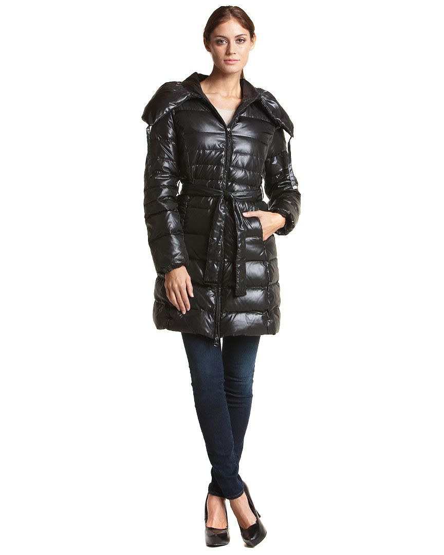 Via Spiga Elma Black Belted Pillow Down Coat