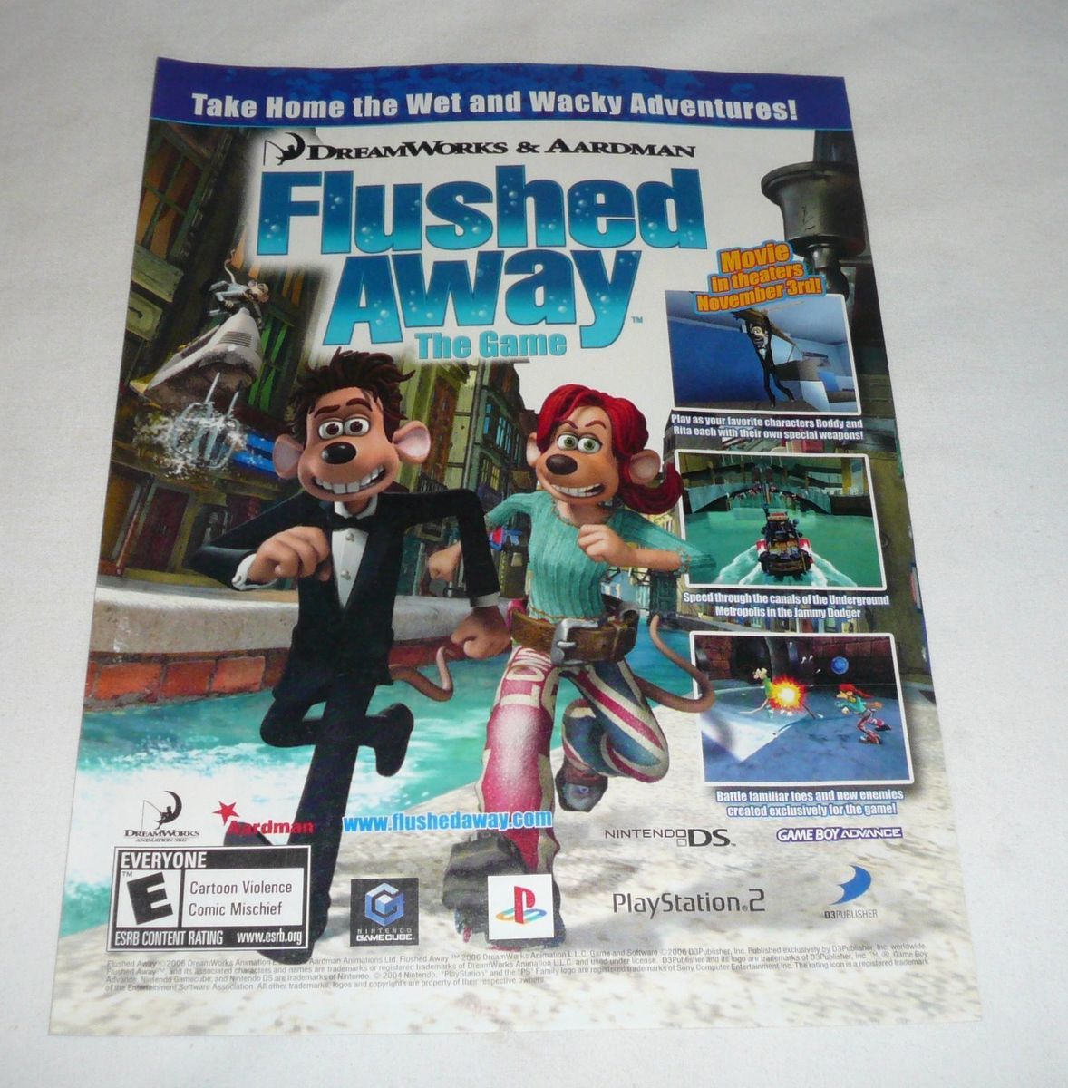 2006 Video Game Ad Page Flushed Away Aardman Dreamworks