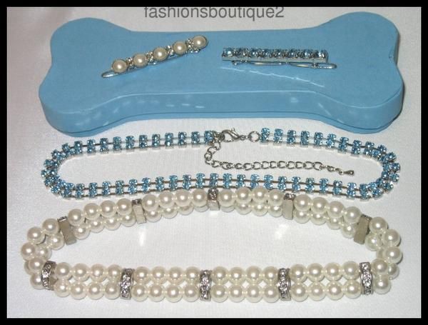 piece pet jewelry fashion accessories blue bone shaped box