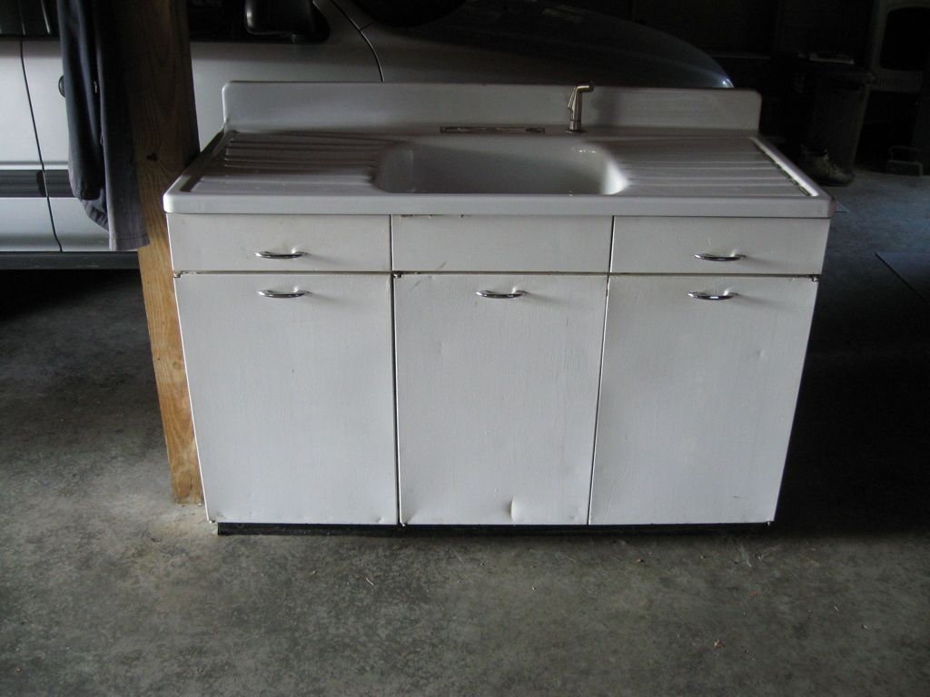 Vintage Porcelain Kitchen Sink Single Basin Double Drainboard