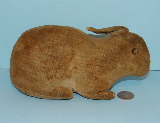 Primitive Velveteen Antique Rabbit Bunny Toy c1890 1920