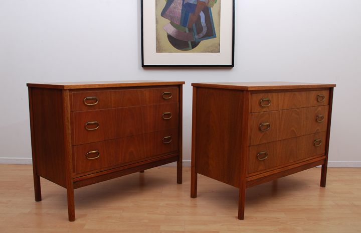 Pair of Mahogany Dressers Mid Century Mod Hollywood Regency Vintage